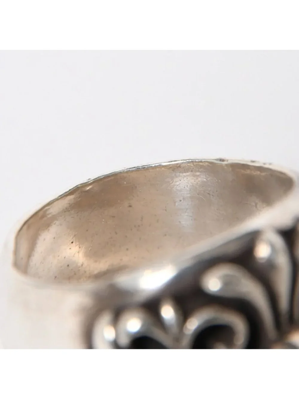 Chrome Hearts Keeper Ring Floral Arabesque Pattern 925 Sterling Silver